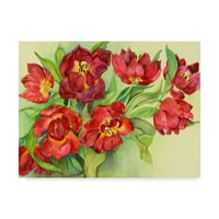 Zaštitni znak likovna umjetnost 'Double Crveni tulipani' platno umjetnost Joanne Porter