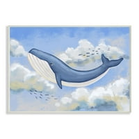 Dječja soba od Stupell Leteći kitovo životinje pastelno plava dječja dječja slika zidna ploča Ziwei Li