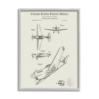 Dijagram patenta za zrakoplovei_ grafička umjetnička karta u sivom okviru zidni tisak, dizajn Carla Chronecka