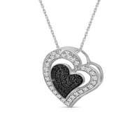 Jewelersclub Sterling Silver Heart Ogrlica s 0. Carat Crni dijamanti