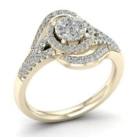 1 2CT TDW princeza izrezana dijamant 10k žuto zlato klaster halo zaobilazni zaručnički prsten