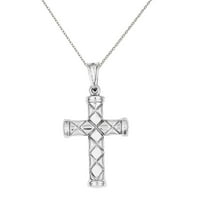 Šuplji Privjesak u obliku latinskog križa od čistog srebra presvučen rodijem u obliku lanca kabela u obliku lanca