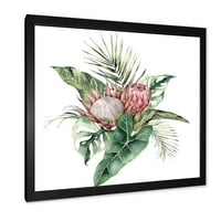 DesignArt 'Queen Proteas Palm & Monstera Listove' Tradicionalni uokvireni umjetnički tisak