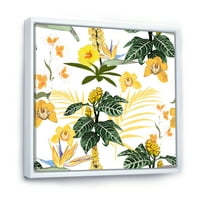 DesignArt 'Uzorak prekrasnih žutih cvjetova' moderno uokvirena platna zidna umjetnost print
