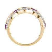 10k Gold Ruby & Carat T.W. Dijamantni prsten od 7 kamena