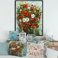 Buket bijelih i crvenih cvjetova uokviren slikanjem platna art print