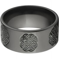 Ravni crni cirkonijev prsten s mljevenim keltskim dizajnom