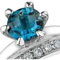 ct okrugli londonski plavi topaz prsten u srebrom sterlinga