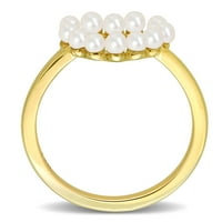 Miabella ženska kultivirana slatkovodna bijela biser 14KT žuto zlato Otvoreno srce prsten