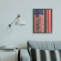 Bog blagoslovio Ameriku, Zastava od drvenog zrna, crvena, bijela, plava, uokvireni Američki zidni umjetnički dizajn,