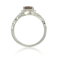 Sterling srebro smeđa kubična cirkonija crossover svadbeni prsten