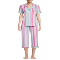 Tajno blago žensko i žensko plus tradicionalni pleteni kratki rukav vrh i hlače, dvodijelni set pidžama