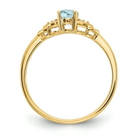 Prsten od žutog zlata s akvamarinom i dijamantom od netaknutog karatnog zlata