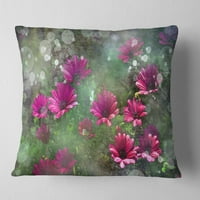 Designart crveno i ružičasto cvjetovi na zelenom - cvjetni jastuk za bacanje - 16x16