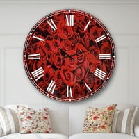 Designart 'zimska crvena ruža' Tradicionalni zidni sat