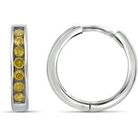 Jewelersclub žute dijamantne naušnice žene-1 2-karatni žuti dijamanti naušnice od srebrnih obruča Sterling Silver