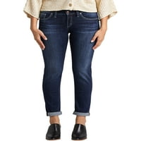 Silver Jeans Co. Ženski dečko Mid Rise Slim nogu Jean, veličine struka 24-36