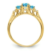 Primalno zlato karat žuto zlato ovalno plavi topaz i dijamantni prsten