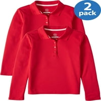 Wonder Nation Girls School Uniforma Polo košulja s dugim rukavima, paket vrijednosti, veličine 4-18