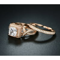 18K ružičasti zlato i princeza izrezana kubični zaručnički prsten cirkonija