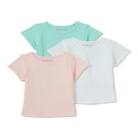 Jednobojne majice s okruglim dekolteom za djevojčice, 3 pakiranja, veličine 4 i plus