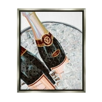 Stupell Industries modne boce šampanjca blistavi led grafička umjetnost sjajna siva plutajuća uokvirena platna za