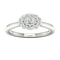 3 4CT TDW Diamond 14K bijelo zlato dvostruki halo zaručnički prsten