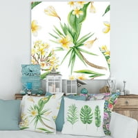 Žuto cvijeće i tropsko lišće V slikanje platna umjetnički tisak