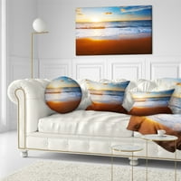 Designart Blue More i nebo s pješčanom plažom - jastuk za bacanje morske obale - 12x20