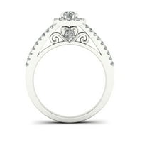 3 4CT TDW Diamond 10K bijelo zlato Halo podijeljeni zaručnički prsten