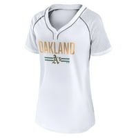 Ženski fanatici markirani White Oakland Athletics igraju nazvanje raglan V-Neck majice