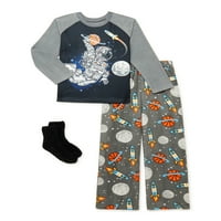Pidžama Set za spavanje & pojačalo; 3 komada: gornji dio dugih rukava, duge hlače i čarape, veličine 4-12