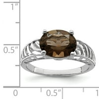 Primal Silver Sterling Silver Rhodium Smoky Quartz prsten