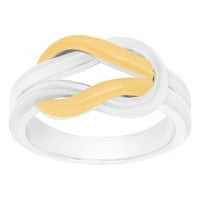 Čvrsti dvobojni sterling srebro i 18k žuto zlato pozlaćeni vjenčani prsten keltski ljubavni čvor obećanje prstena