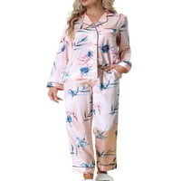 Jedinstvene ponude ženske pidžame satenske svilenkaste cvjetne košulje i hlače setovi za spavanje