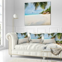 Ljetna plaža DesignArt s palminim lišćem - Moderni jastuk za bacanje mora - 16x16