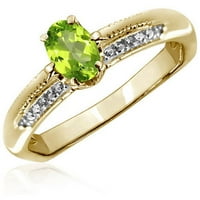Jewelersclub peridot prsten nakit za rođenje - 0. carat peridot 14K zlatni nakit od srebrnog prstena s bijelim dijamantnim