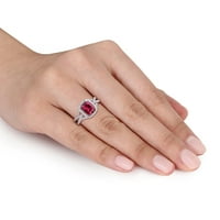 Miabella Ženska 2-karat stvorena Ruby Carat Diamond 10kt bijelo zlato halo koktel prsten