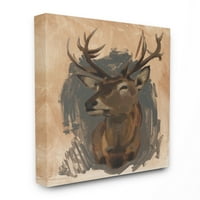 Stupell Industries jeleni portret sivo smeđe životinjske slikanje platna zidna umjetnost Jacoba Greena