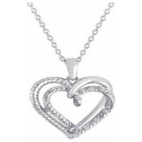 Vjerujte sjajnom. Carat T.W. Diamond Sterling Silver Fashion Heart privjesak, 18 lanac