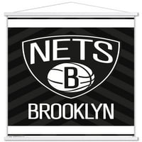 Brooklyn Nets - Poster zida logotipa s drvenim magnetskim okvirom, 22.375 34