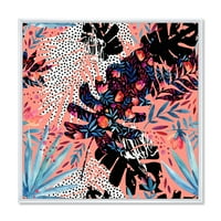DesignArt 'Sažetak tropska cvjetna patchwork II' Tropska uokvirena platna zidna umjetnička tiska