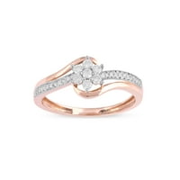 Modni prsten od ružičastog zlata od 10 karata s dijamantom br.