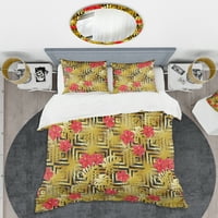 DesignArt 'Tropska zlatna luksuzni uzorak I' Moderni pokrivač u sredini stoljeća