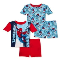 Dječaci Spider-Man Boys majice s kratkim rukavima i kratke hlače za spavanje, set od 4 komada pidžame