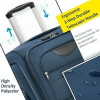 Softside prtljaga proširivi set kofer, uspravni spinner softshell lagana prtljaga set za posao, putovanja, tamnoplava