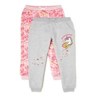 Ružičaste baršunaste jogging hlače s printom za djevojčice 2 pakiranja veličine 4-16