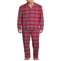 Vrijeme odmora podudaranje obiteljskih muških pidžama s crvenim flanelom, 2 komada