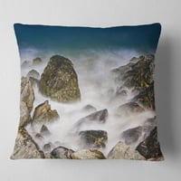 DesignArt Rocky Waves na obali Haeundae Busan - jastuk za bacanje morske obale - 18x18