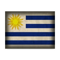 Zaštitni znak likovne umjetnosti 'Urugvaj nevolja zastave' platno umjetnost crvenog atlasa dizajna
